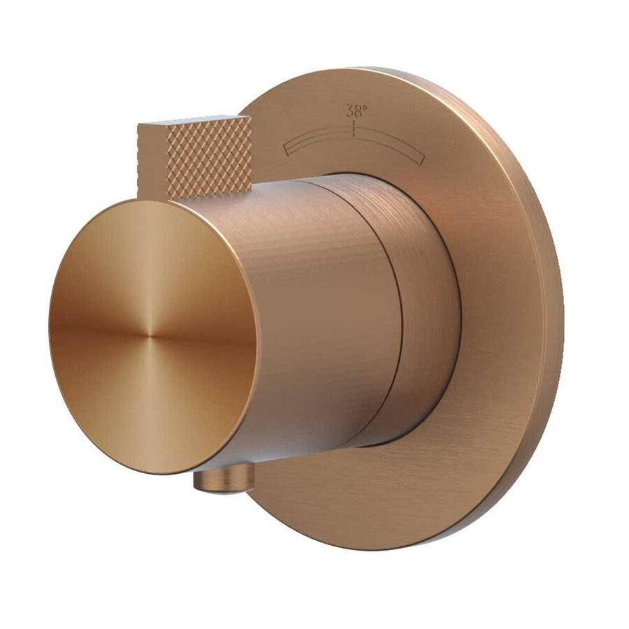 Afbouwdeel IVY Tribe Inbouwthermostaat Symmetry Met Rond Rozet RVS316 Geborsteld Mat PVD