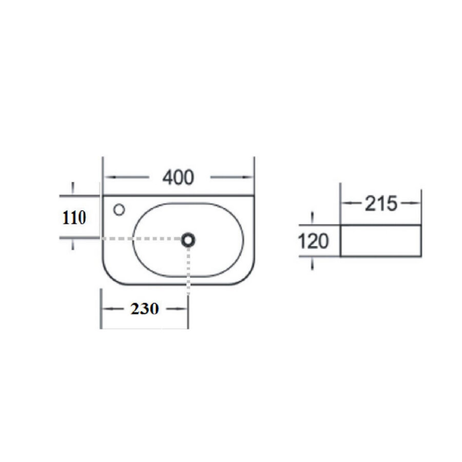 Fontein Luca Sanitair Ceramics 40x21,5x12 cm Keramiek Links Mat Wit