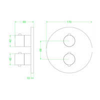 Afbouwdeel IVY Bond Inbouwthermostaat 2-weg Met Rond Rozet Chroom