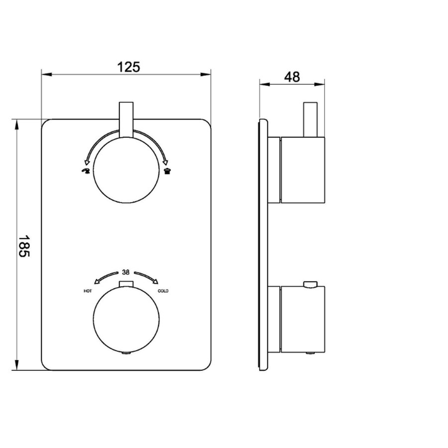 Afbouwdeel Inbouwthermostaat BWS Karsten 2-Weg Geborsteld Brons Koper