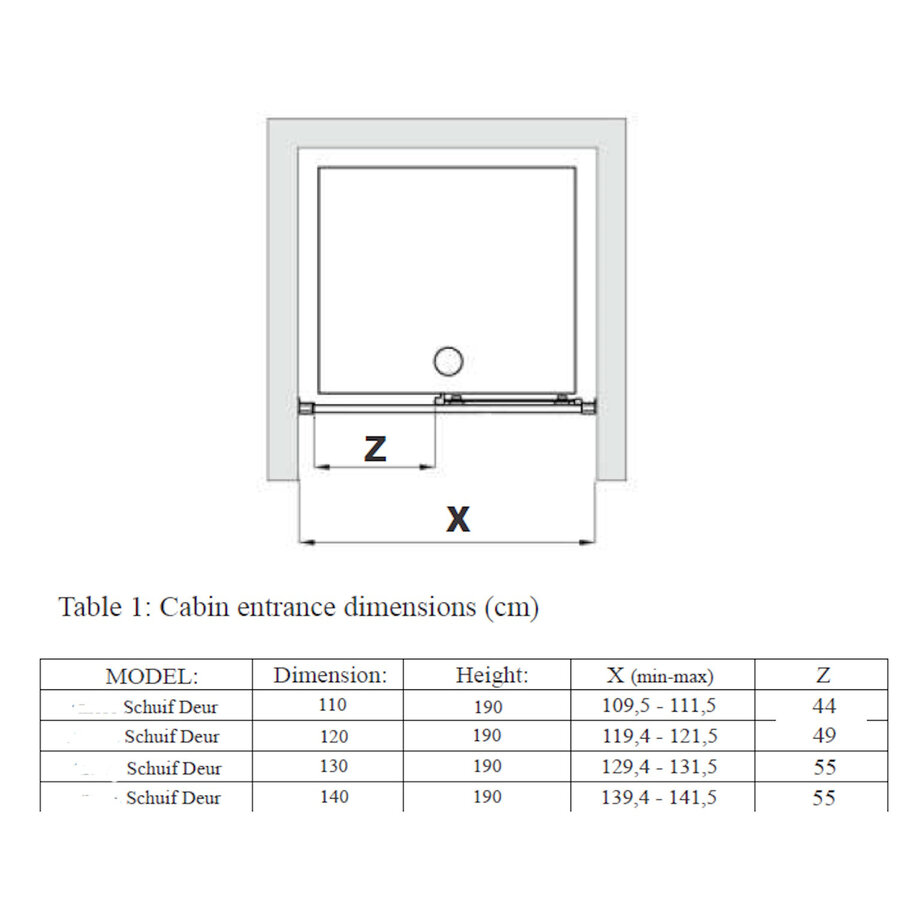Schuifdeur BWS Arema 110x190 cm Profiel Zwart
