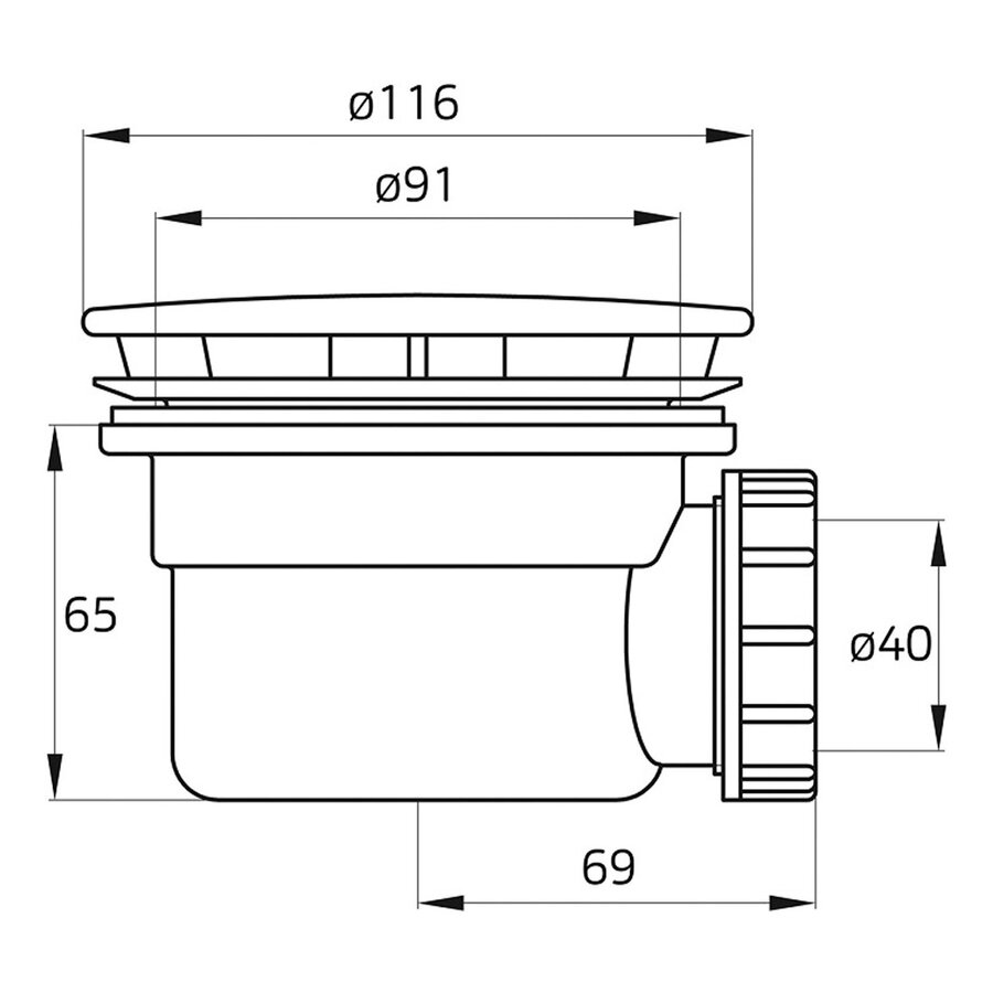 Douchebak Afvoer Xenz Pure Voor Gat 90 mm Met Afdekklep Chroom