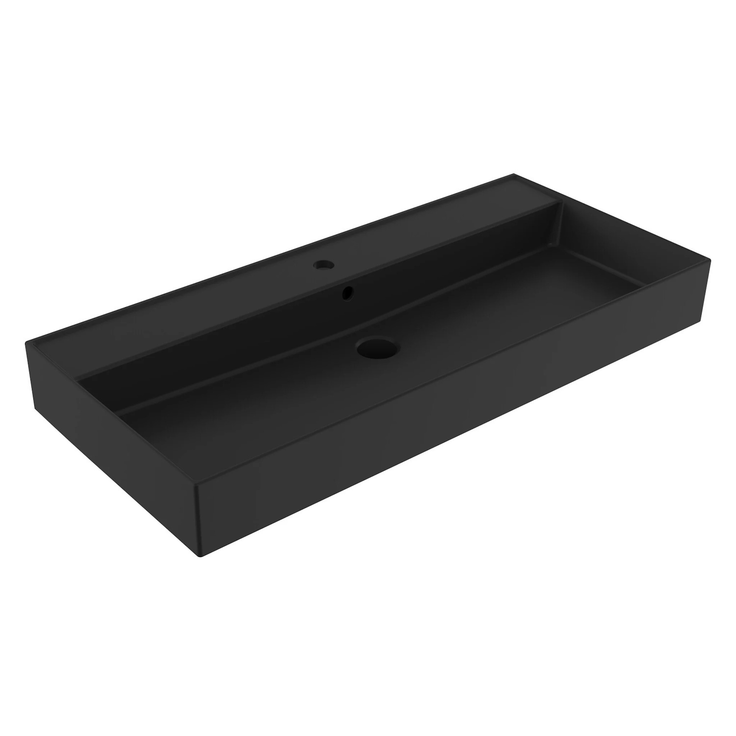 Wastafel Sanilux Edge Keramiek 100 1 Kraangat Mat Zwart Sanilux