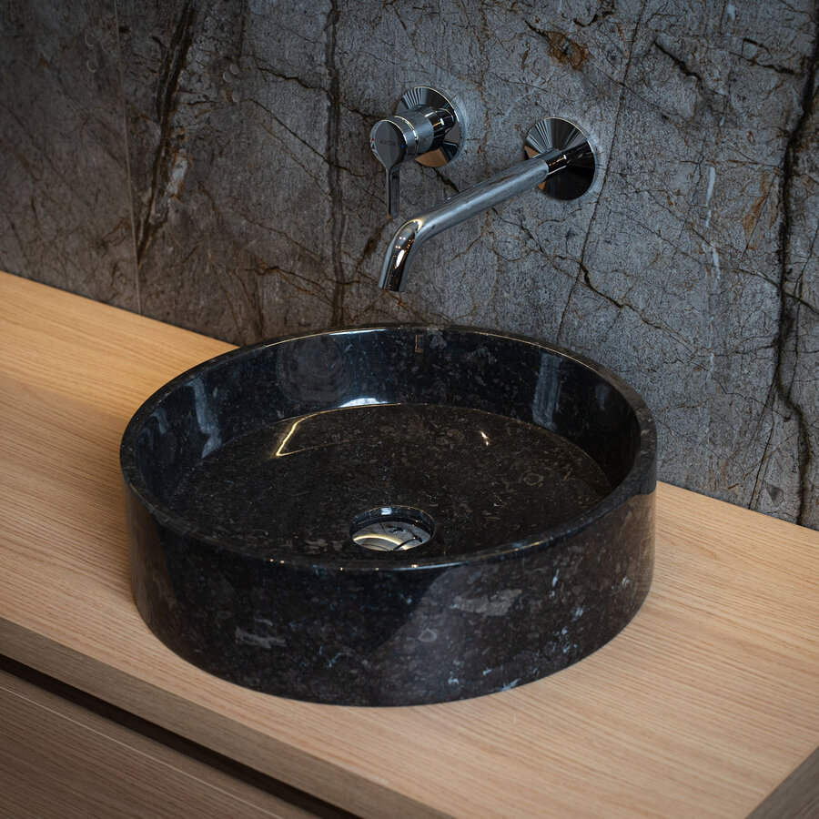 Waskom Loutro Louise B Rond 40x40x12 cm Marmer Black