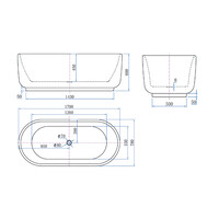 Vrijstaand Bad Luca Sanitair Primo Acryl 170x78x60 cm Incl. Afvoerset Glans Wit
