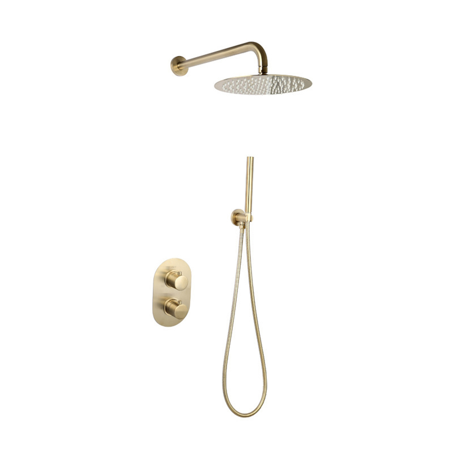 Doucheset Sanilux Rubb Inbouw Met Thermostaat, Douchekop 25 cm, Doucheslang en Handdouche Geborsteld Goud Sanilux