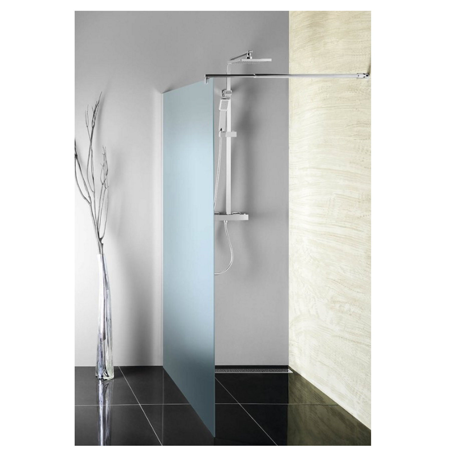Inloopdouche Sapho Walk-In 110x190 cm met Muurprofiel Chinchilla Glas Sapho