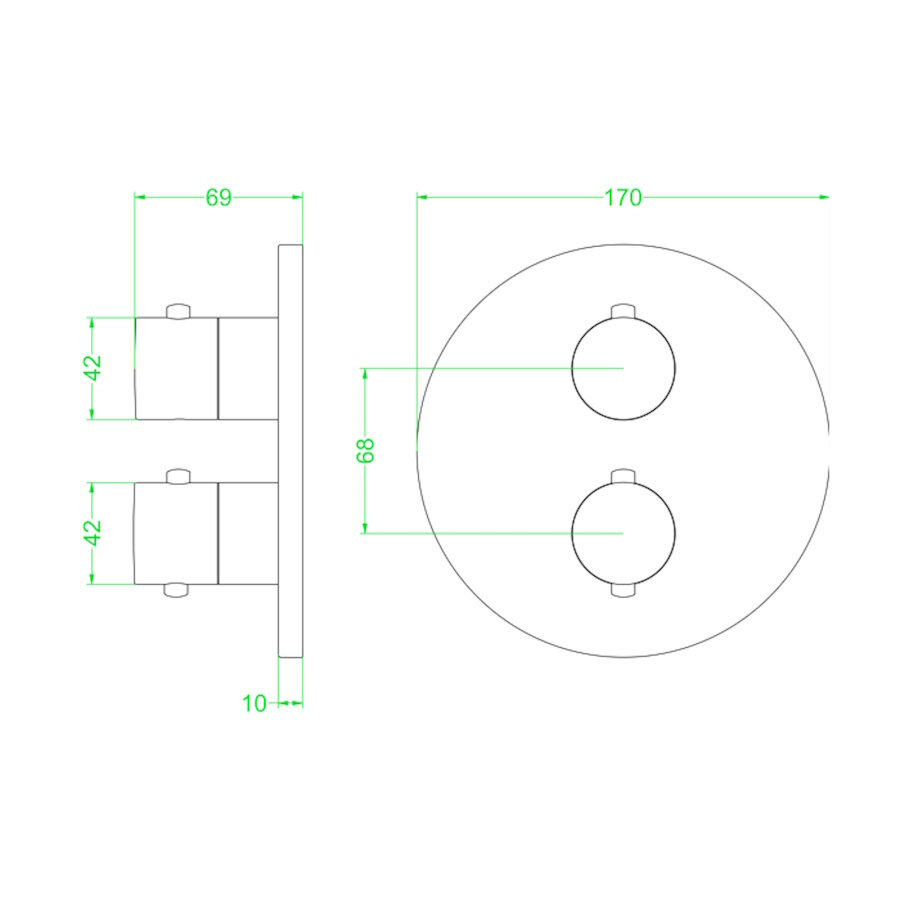 Afbouwdeel IVY Bond Inbouwthermostaat 2-weg Met Rond Rozet Geborsteld Metal Black PVD