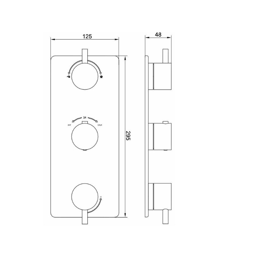 Afbouwdeel Inbouwthermostaat 3-Weg Wiesbaden Geborsteld Brons Koper