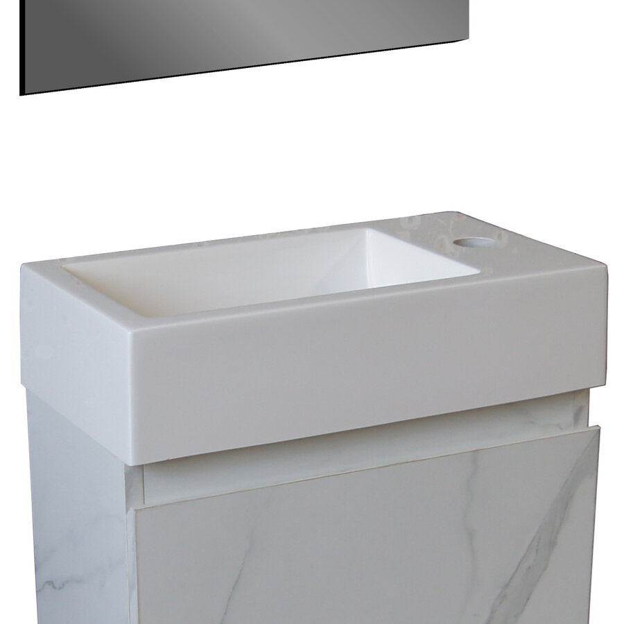 Wastafel BWS Sona Met Kraangat Links/Rechts 40x22,5 cm Glanzend Wit