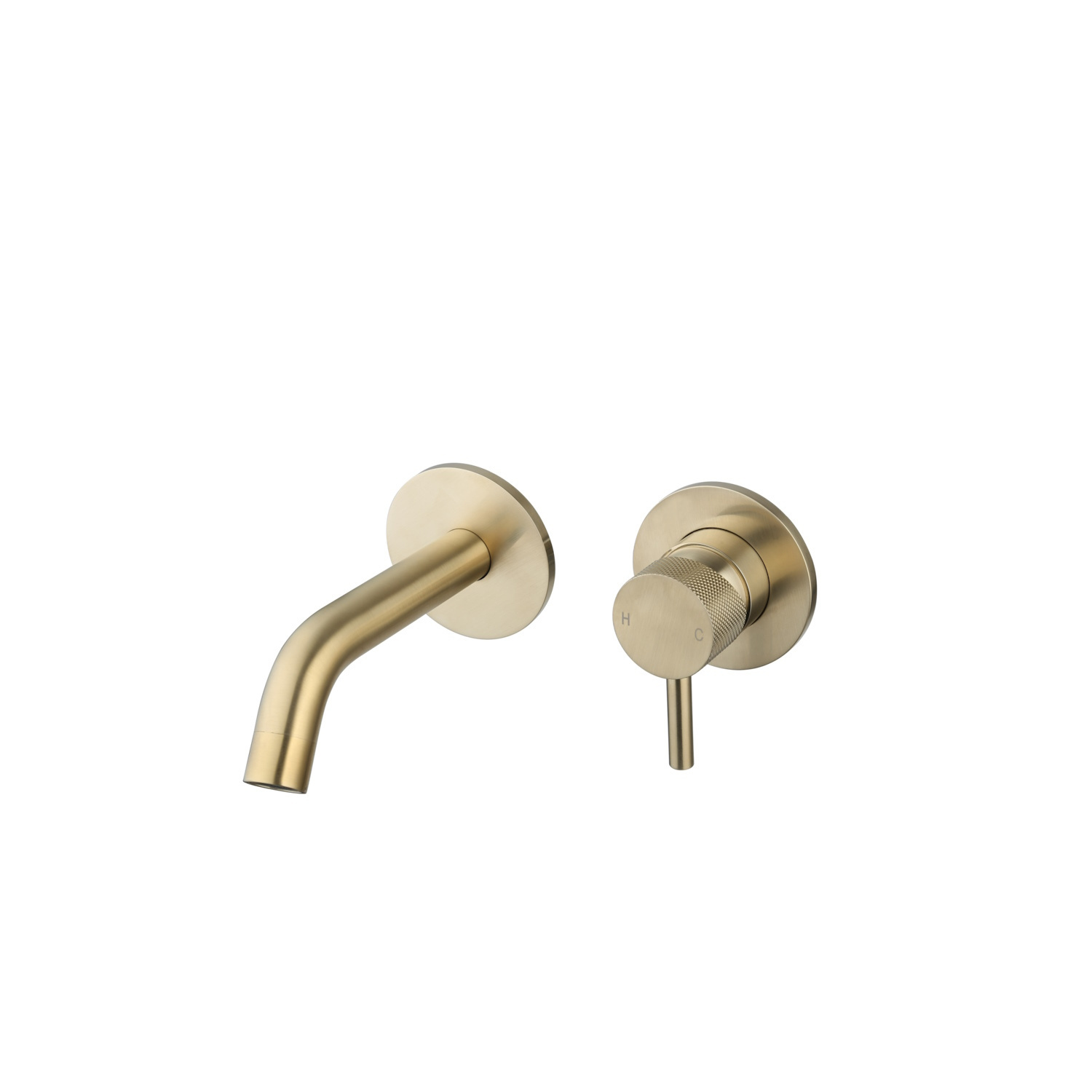 Wastafelmengkraan Inbouw Sanilux Newt Met Box Rond Met Geribbeld Knop Goud Geborsteld Sanilux
