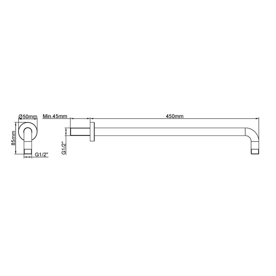 Douchearm BWS Danielle Met Muurbevestiging 45 cm Geborsteld Staal