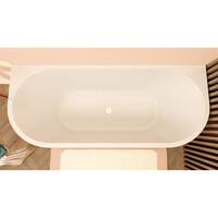 Half Vrijstaand ligbad Wiesbaden Zenn 180x80 Cm Met Waste Wit