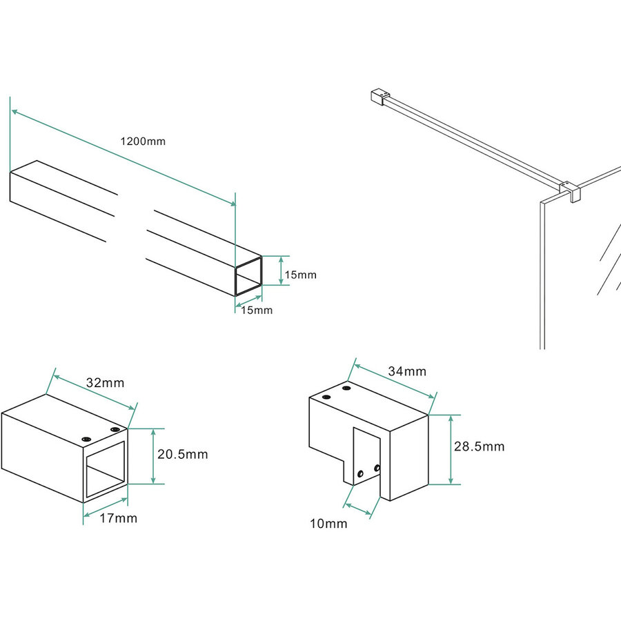 Stabilisatiestang Wiesbaden Slim 120 Cm Geborsteld Brons Koper