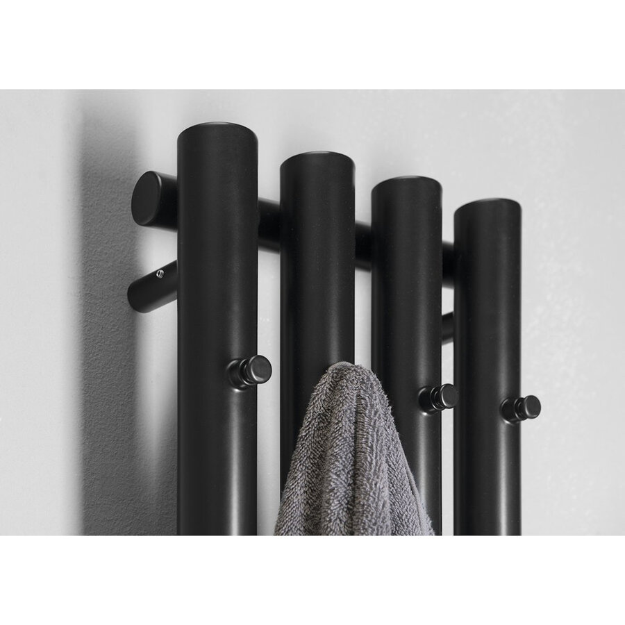 Designradiator Sapho Pilon Recht 27x180 cm 660W incl. 4 Haken Zwart Mat