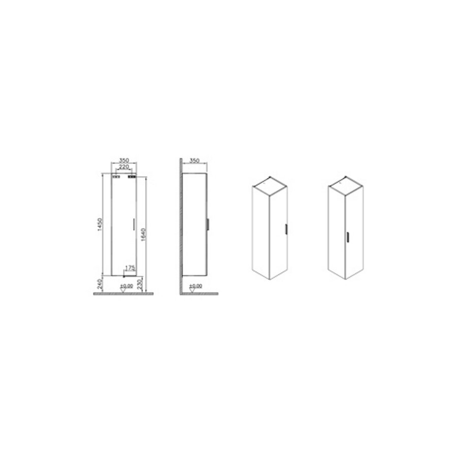 Kolomkast Plieger Mia Hoog 145x35 cm Omkeerbaar Softclose Wit