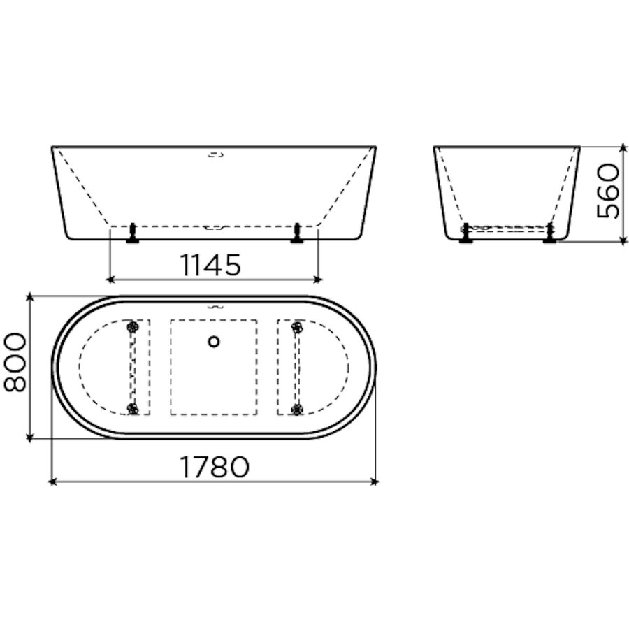 Clou InBe Vrijstaand Ligbad Ovaal 178x80x56 cm Acryl Wit Met Overloop Wit