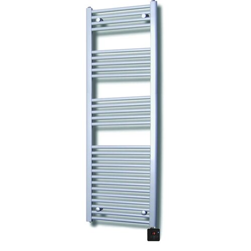 Elektrische Design Radiator Sanicare Plug & Play 172x45 cm Zilvergrijs 596 Watt Met Zwarte Thermostaat En Bluetooth Links 