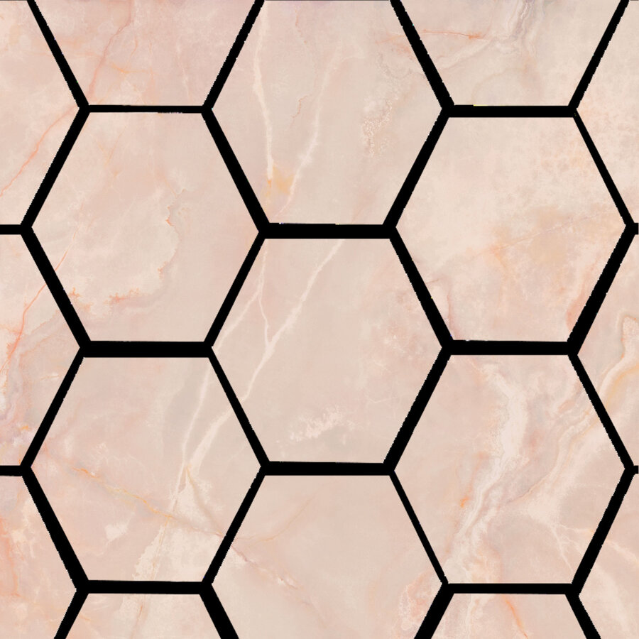 Mozaiek Pamesa Lux Noor Peach 32,5x22,5 cm Hexagon Gepolijst Roze (Prijs Per Stuk)