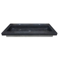 Wastafel Aquasplash Stone 120x46 cm met 2 Kraangaten Hardsteen Zwart
