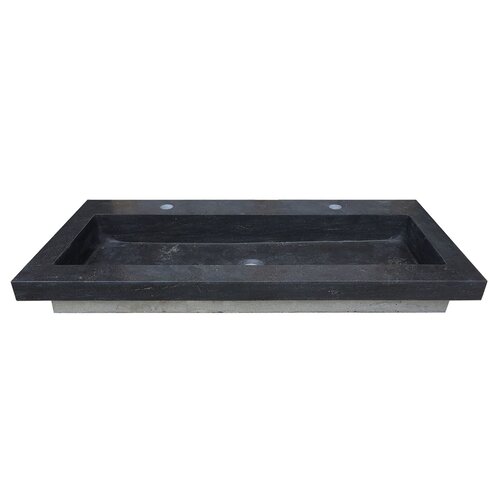 Wastafel Aquasplash Stone 120x46 cm met 2 Kraangaten Hardsteen Zwart 