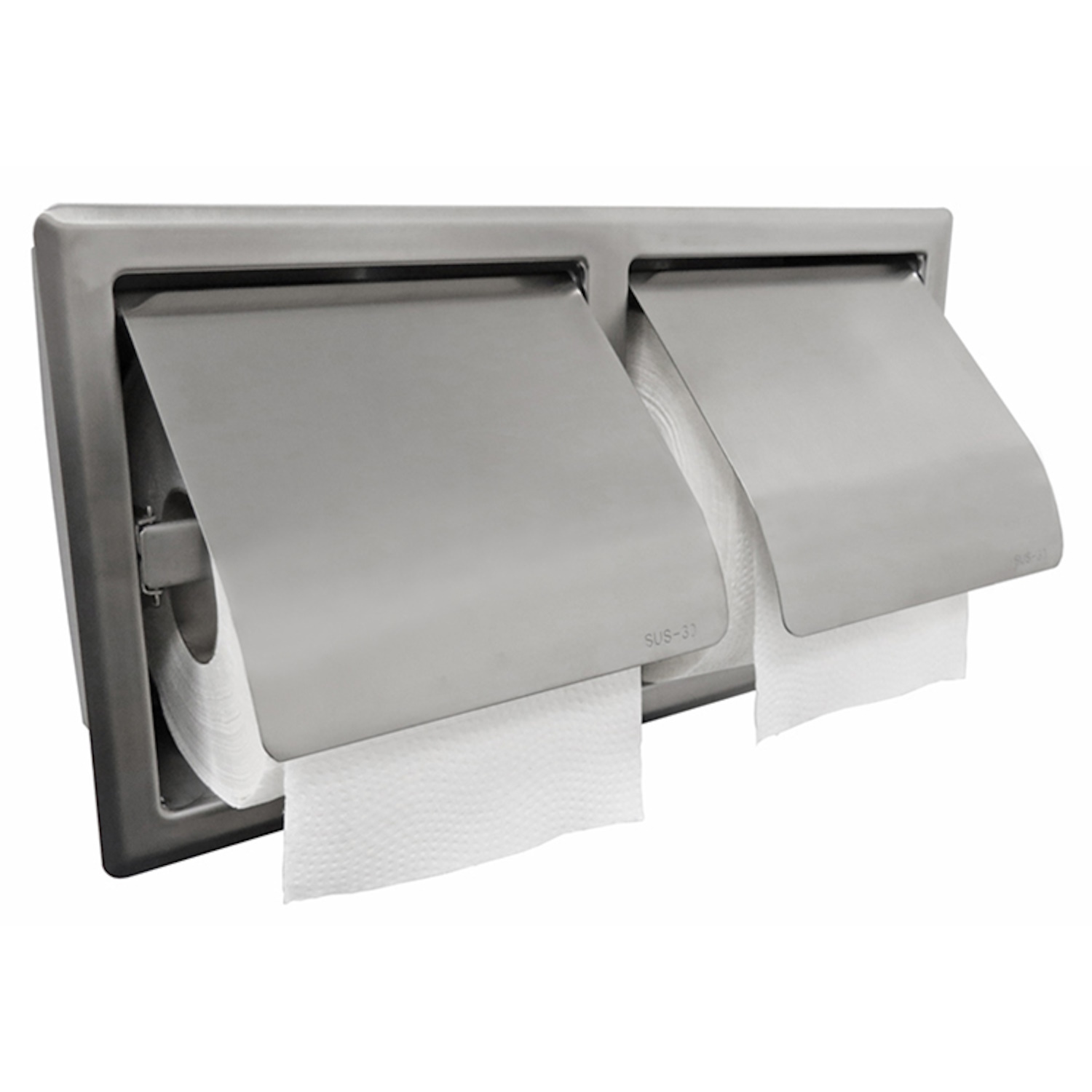 Dubbele Toiletrolhouder Inbouw Boss & Wessing Boston met Klep RVS Boss & Wessing
