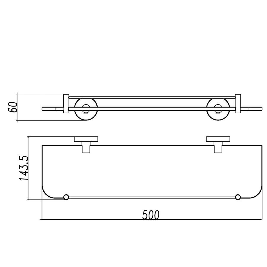 304-Glazen Planchet 50Cm Rvs