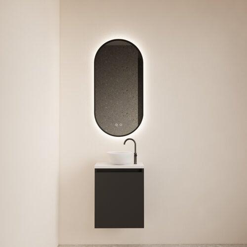 Fonteinmeubel BWS Meadow 40x50 cm Mat Zwart Incl. Topplaat Mat Wit 