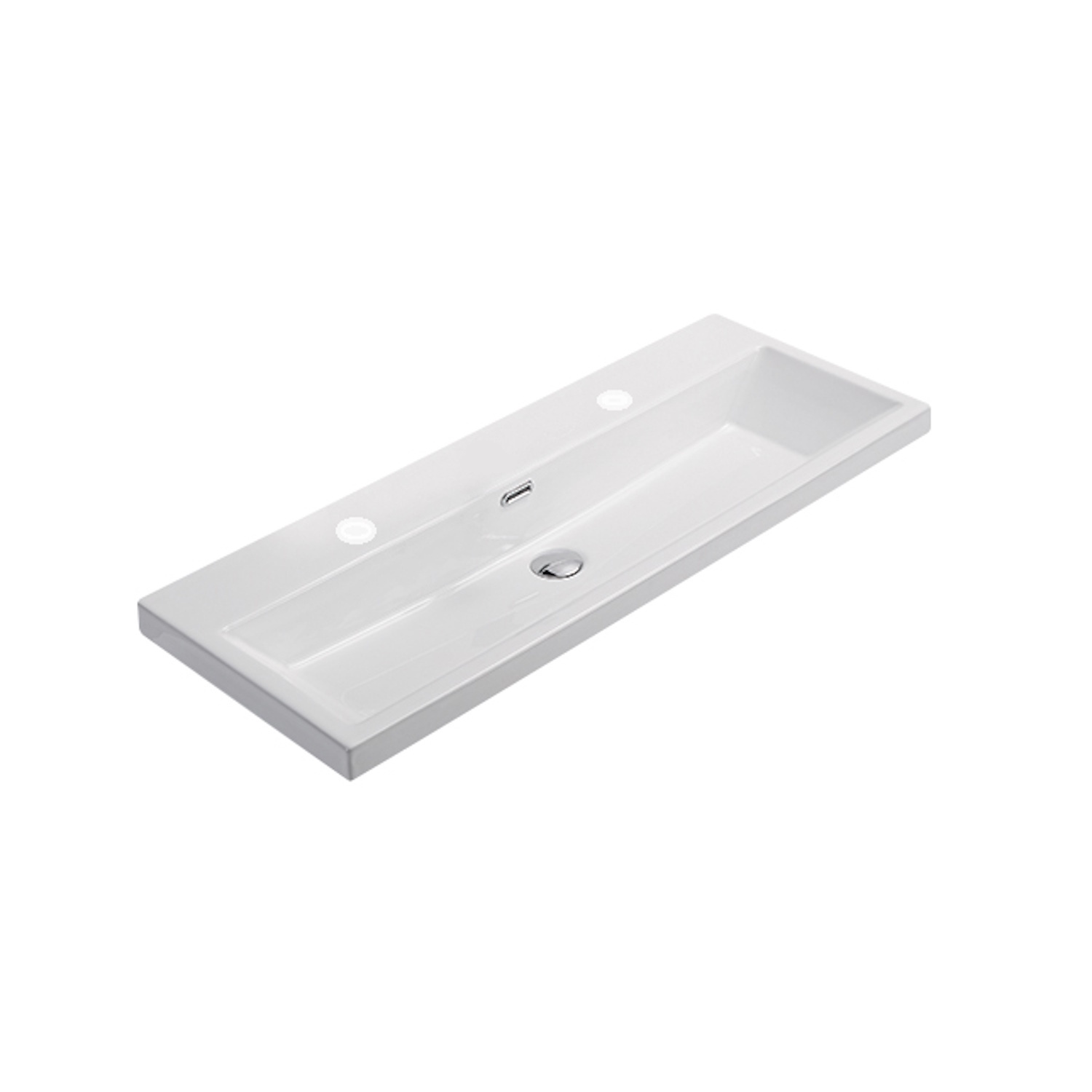 Wastafel Sanilux Compact Keramiek 100 cm 2 Kraangaten Wit Sanilux