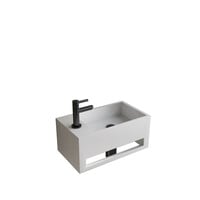Fonteinset BWS Solid Surface Met Handdoekhouder Links Wit Gunmetal