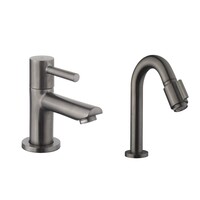 Fonteinset BWS Solid Surface Met Handdoekhouder Links Wit Gunmetal