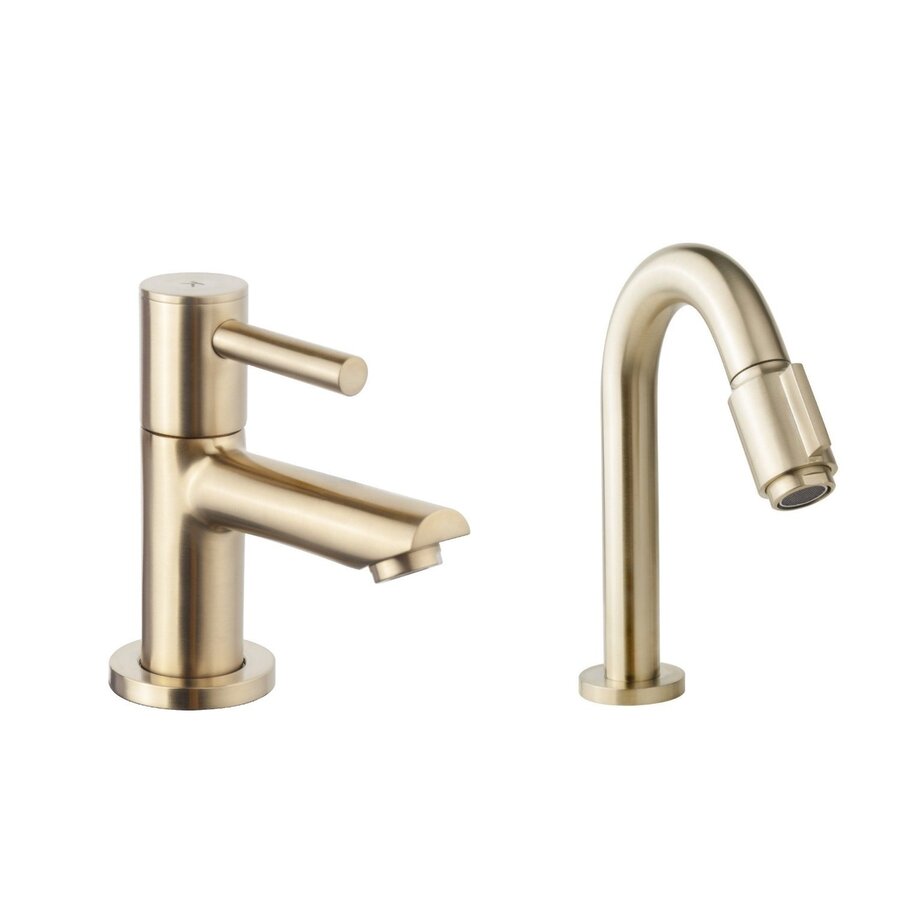 Fonteinset BWS Solid Surface Met Handdoekhouder Links Wit Goud