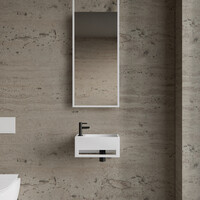 Fonteinset BWS Solid Surface Met Handdoekhouder Links Wit Mat Zwart