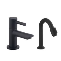 Fonteinset BWS Solid Surface Met Handdoekhouder Links Wit Mat Zwart