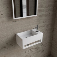 Fonteinset BWS Solid Surface Met Handdoekhouder Rechts Wit Chroom