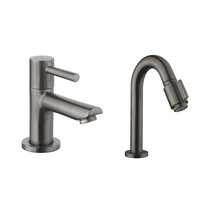 Fonteinset BWS Solid Surface Met Handdoekhouder Rechts Wit Gunmetal