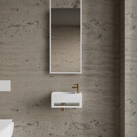 Fonteinset BWS Solid Surface Met Handdoekhouder Rechts Wit Goud