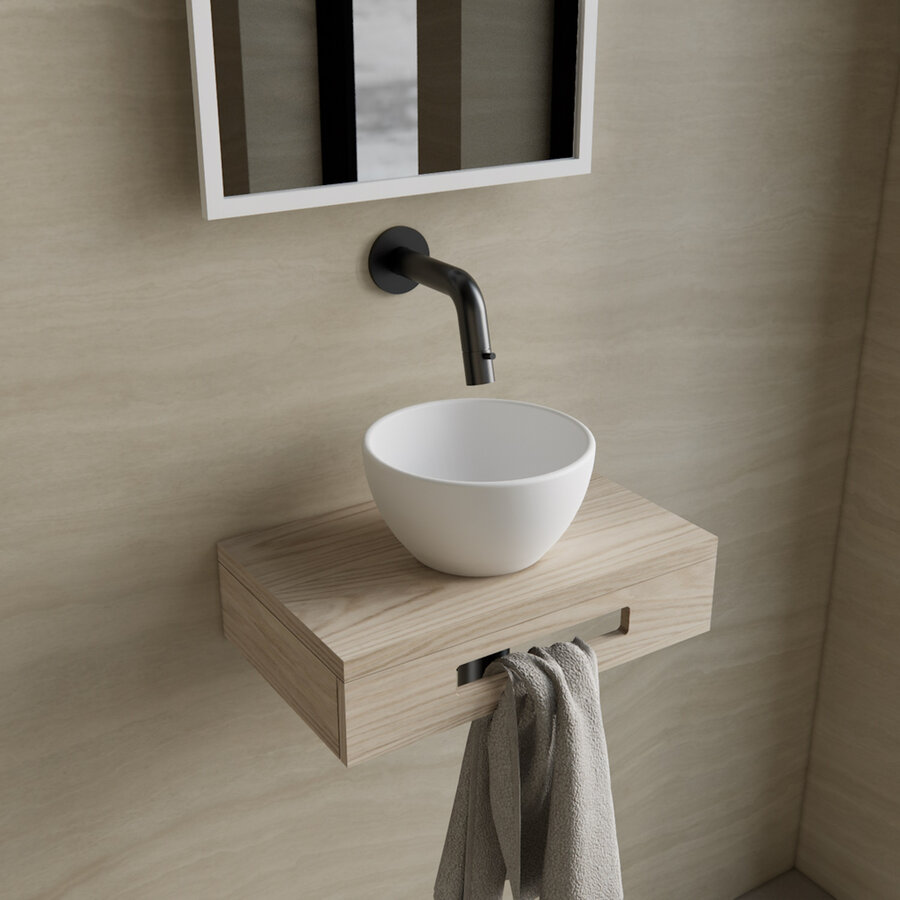 Complete Fonteinset BWS Hold Met Handdoekhouder Waskom Wit En fonteinkraan Gunmetal