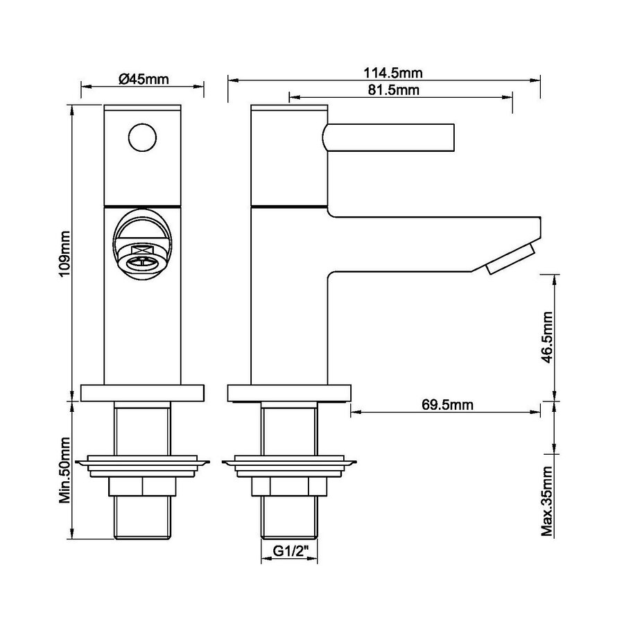 Fonteinset BWS Solid Surface Met Handdoekhouder Links Zwart Mat Zwart