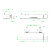 Badthermostaatkraan IVY Bond Opbouw Omstel Met Cascade Uitloop Met Omstel Cooltouch Mat Zwart PED