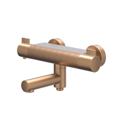 Badthermostaatkraan IVY Pact Opbouw Omstel Met Draaibare Baduitloop Met Omstel Cooltouch Geborsteld Mat Koper PVD 