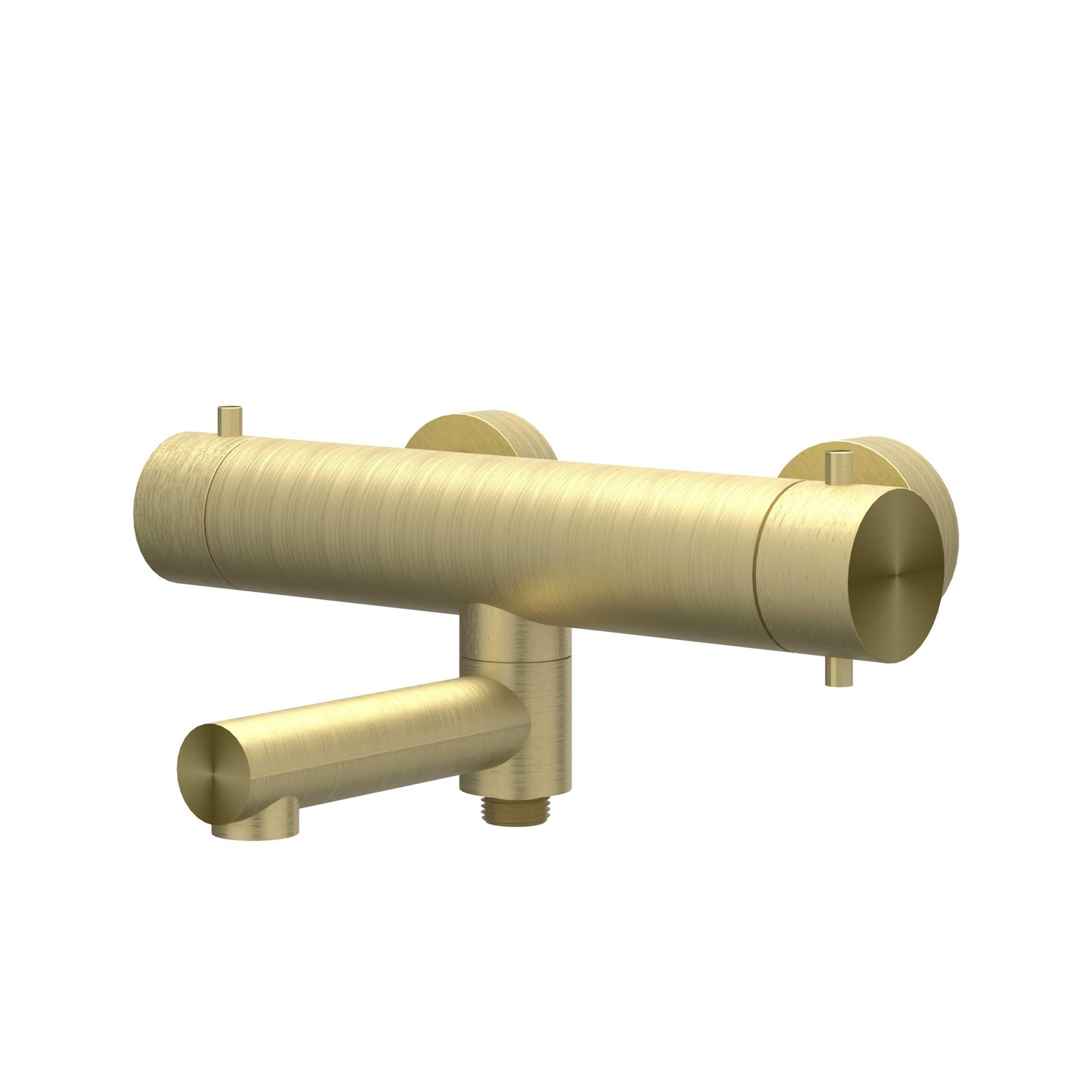 Badthermostaatkraan IVY Concord Opbouw Omstel Met Draaibare Baduitloop Met Omstel RVS316 Geborsteld Mat Goud PVD IVY