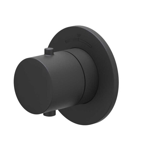 Afbouwdeel IVY Bond Inbouwthermostaat Symmetry Met Rond Rozet Mat Zwart PED 
