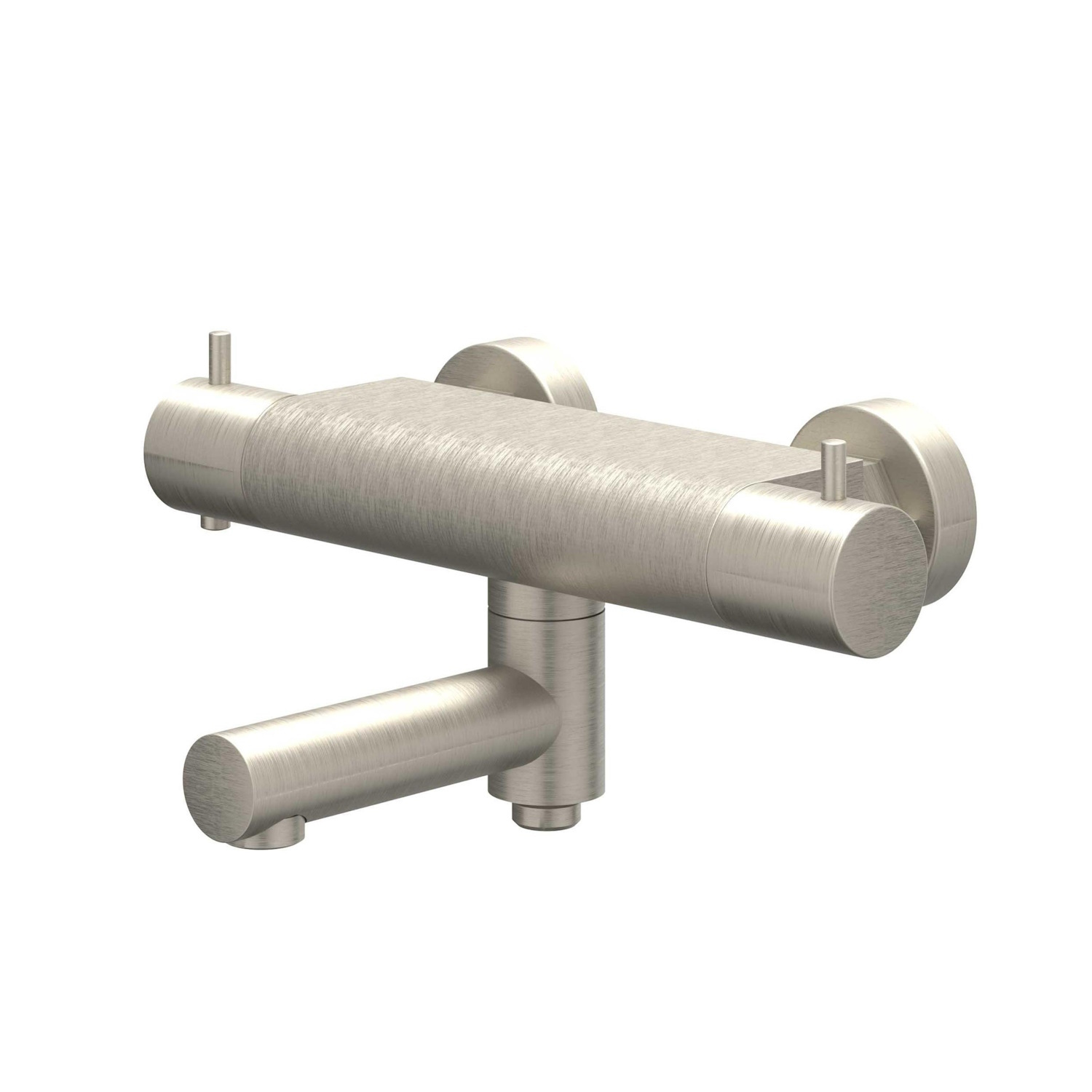 Badthermostaatkraan IVY Bond Opbouw Omstel Met Draaibare Baduitloop Met Omstel Cooltouch Geborsteld Nickel PVD IVY