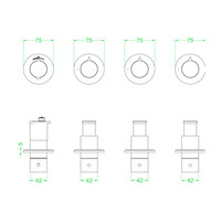 Afbouwdeel IVY Bond Inbouwthermostaat 3 Stopkranen Symmetry Met Ronde Rozetten Geborsteld Nickel PVD