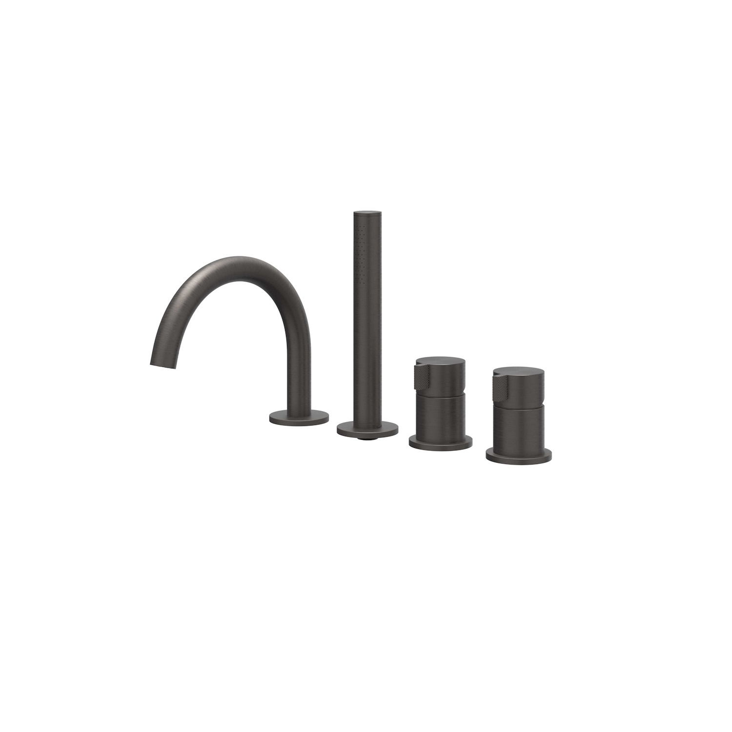 Badrandcombinatie IVY Tribe 4-gats Mengkraan Met Uittrekbare Handdouche Draaibare Uitloop RVS316 Geborsteld Carbon Black PVD IVY