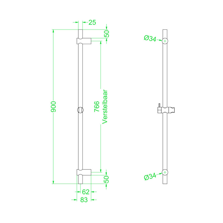 Glijstang IVY 90 cm Geborsteld RVS316