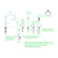 Badrandcombinatie IVY Pact 4-gats Mengkraan Met Uittrekbare Handdouche Draaibare Uitloop Geborsteld Metal Black PVD