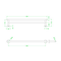 Handdoekrek IVY Dubbel Wandmodel 60 cm Zwart Chroom PVD