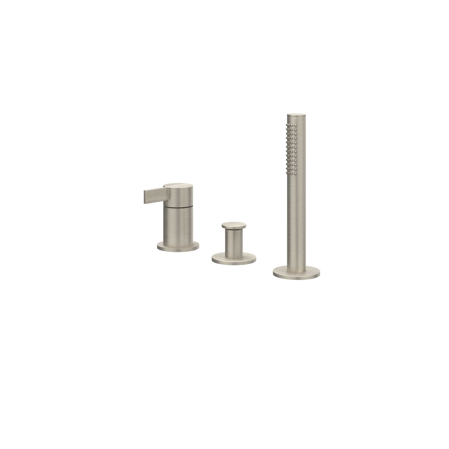 Badrandcombinatie IVY Pact 3-gats Mengkraan Met Uittrekbare Handdouche Zonder Uitloop Geborsteld Nickel PVD IVY
